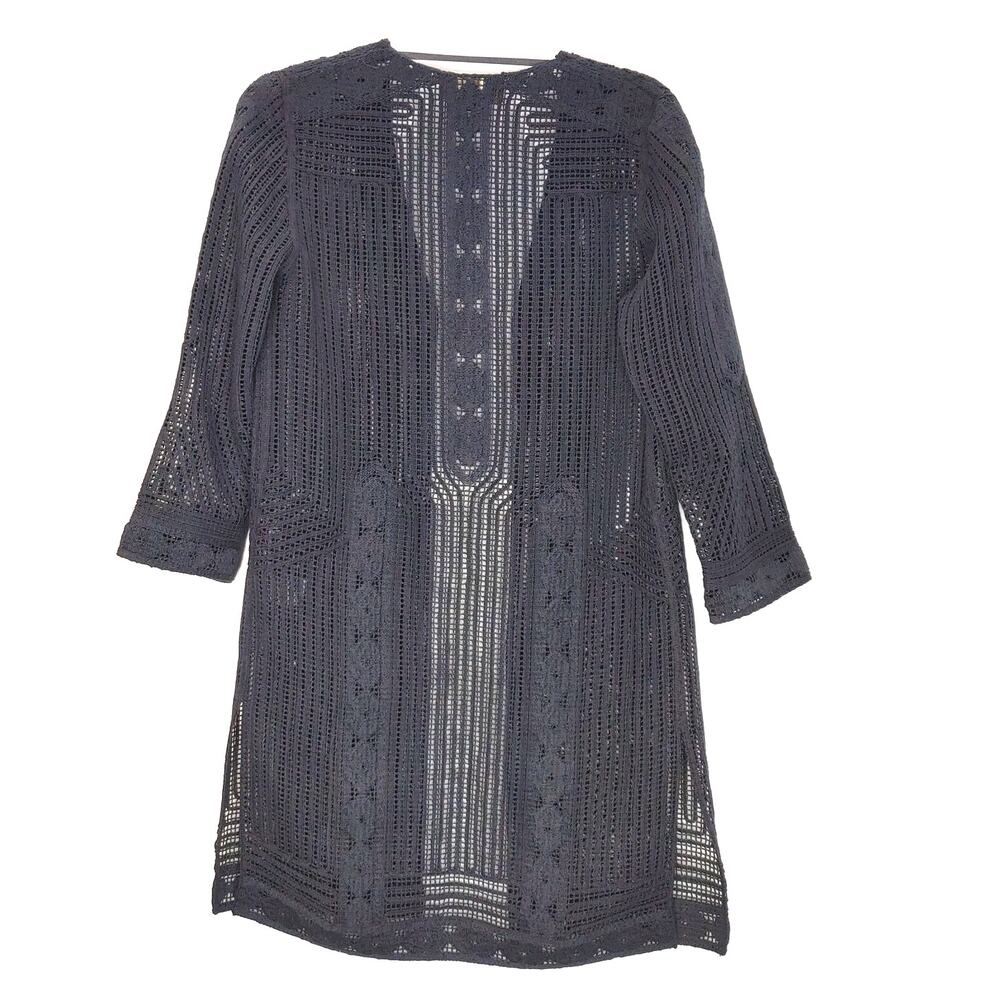 Kobi Halperin Swimwear Cover Up Open Front Crochet Gray Cotton Womens XS - Picture 2 of 7